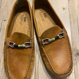 Riomar Men’s Moccasin Driving Loafers Tan Leather Rope Accent US 11